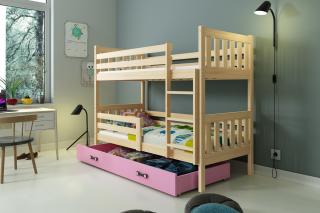 Detská poschodová posteľ s úložným priestorom CARINO 190x80 borovica Ružová