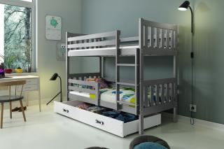 Detská poschodová posteľ s úložným priestorom CARINO 190x80 grafit Biela