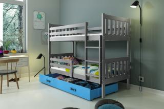 Detská poschodová posteľ s úložným priestorom CARINO 190x80 grafit Modrá