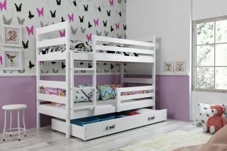 Detská poschodová posteľ s úložným priestorom ERYK biela Biela, 200x90 cm