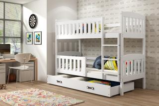 Detská poschodová posteľ s úložným priestorom KUBUS biela Biela, 200x90 cm