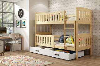 Detská poschodová posteľ s úložným priestorom KUBUS borovica Biela, 200x90 cm