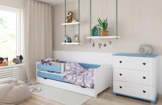 Detská posteľ EMMA srdiečka 180x80 cm, Modrá, Áno, s úložným priestorom