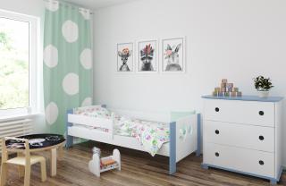 Detská posteľ LEON kolieska 160x80 cm, Modrá, Nie, bez úložného priestoru