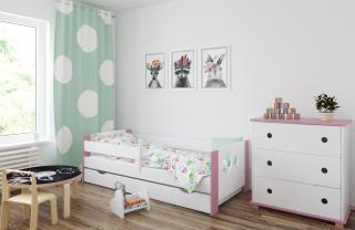 Detská posteľ LEON kolieska 160x80 cm, Růžová, Áno, s úložným priestorom