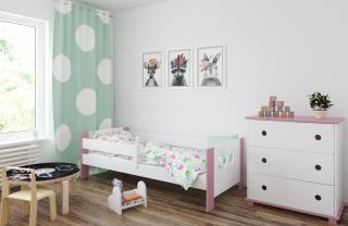 Detská posteľ LEON kolieska 160x80 cm, Růžová, Nie, bez úložného priestoru