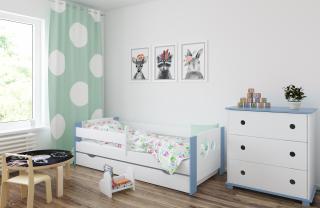 Detská posteľ LEON kolieska 180x80 cm, Modrá, Áno, s úložným priestorom