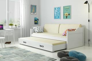 Detská posteľ s prístelkou DAVID biela Biela, 190x80 cm