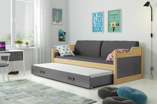 Detská posteľ s prístelkou DAVID borovice Grafit, 200x90 cm