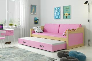 Detská posteľ s prístelkou DAVID borovice Ružová, 200x90 cm
