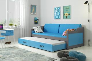 Detská posteľ s prístelkou DAVID grafit Modrá, 190x80 cm
