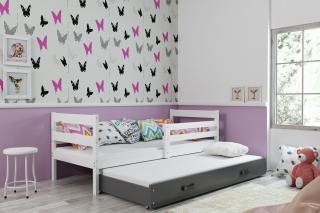 Detská posteľ s prístelkou ERYK biela Grafit, 190x80 cm