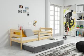 Detská posteľ s prístelkou ERYK borovica Grafit, 200x90 cm