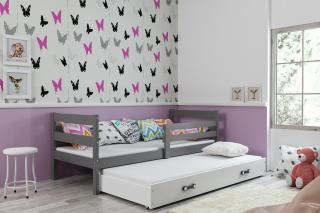Detská posteľ s prístelkou ERYK grafit Biela, 190x80 cm