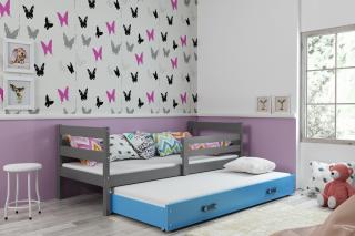 Detská posteľ s prístelkou ERYK grafit Modrá, 200x90 cm