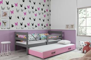 Detská posteľ s prístelkou ERYK grafit Ružová, 200x90 cm