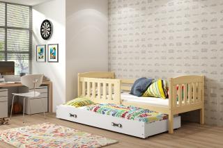 Detská posteľ s prístelkou KUBUS borovica Biela, 190x80 cm
