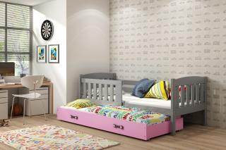 Detská posteľ s prístelkou KUBUS grafit Ružová, 190x80 cm