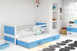 Detská posteľ s prístelkou RICO biela Modrá, 190x80 cm