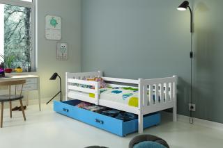 Detská posteľ s úložným priestorom CARINO 190x80 biela Modrá
