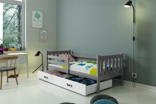Detská posteľ s úložným priestorom CARINO 190x80 grafit Biela