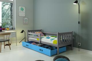 Detská posteľ s úložným priestorom CARINO 190x80 grafit Modrá