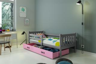 Detská posteľ s úložným priestorom CARINO 190x80 grafit Ružová