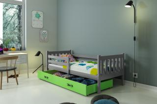 Detská posteľ s úložným priestorom CARINO 190x80 grafit Zelená