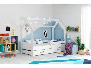 Detská posteľ  s úložným priestorom DOMČEK 160x80 biela