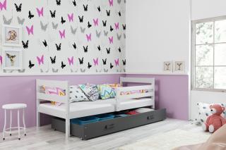 Detská posteľ s úložným priestorom ERYK biela Grafit, 190x80 cm
