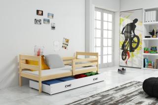 Detská posteľ s úložným priestorom ERYK borovica Biela, 200x90 cm