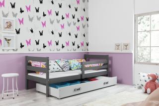 Detská posteľ s úložným priestorom ERYK grafit Biela, 190x80 cm