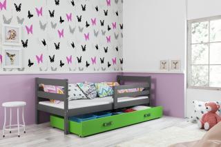 Detská posteľ s úložným priestorom ERYK grafit Zelená, 190x80 cm