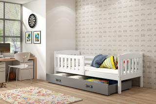 Detská posteľ s úložným priestorom KUBUS biela Grafit, 190x80 cm