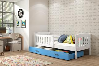 Detská posteľ s úložným priestorom KUBUS biela Modrá, 200x90 cm