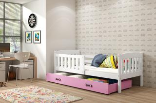 Detská posteľ s úložným priestorom KUBUS biela Ružová, 190x80 cm