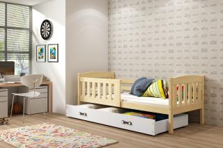 Detská posteľ s úložným priestorom KUBUS borovica Biela, 190x80 cm