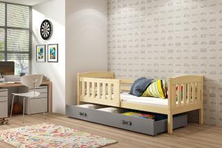Detská posteľ s úložným priestorom KUBUS borovica Grafit, 160x80 cm