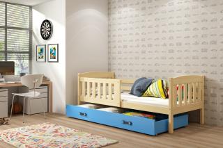Detská posteľ s úložným priestorom KUBUS borovica Modrá, 190x80 cm