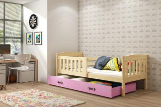 Detská posteľ s úložným priestorom KUBUS borovica Ružová, 200x90 cm