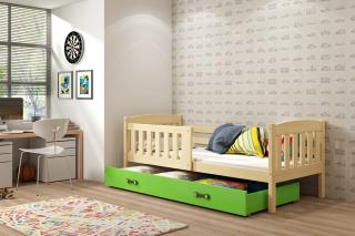 Detská posteľ s úložným priestorom KUBUS borovica Zelená, 190x80 cm