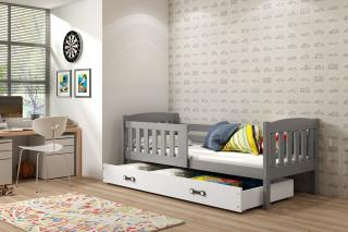 Detská posteľ s úložným priestorom KUBUS grafit Biela, 200x90 cm