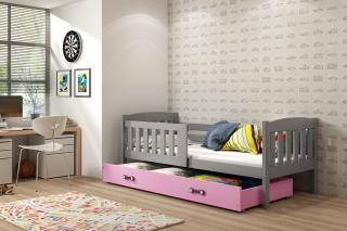 Detská posteľ s úložným priestorom KUBUS grafit Ružová, 190x80 cm