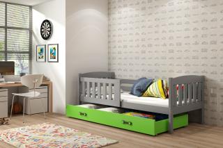 Detská posteľ s úložným priestorom KUBUS grafit Zelená, 200x90 cm