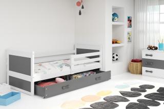 Detská posteľ s úložným priestorom RICO biela Grafit, 190x80 cm