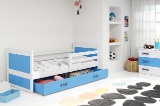 Detská posteľ s úložným priestorom RICO biela Modrá, 190x80 cm