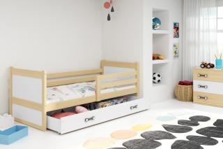 Detská posteľ s úložným priestorom RICO borovica Biela, 190x80 cm