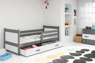 Detská posteľ s úložným priestorom RICO grafit Biela, 190x80 cm