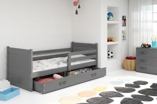 Detská posteľ s úložným priestorom RICO grafit Grafit, 200x90 cm