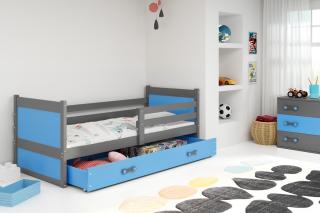 Detská posteľ s úložným priestorom RICO grafit Modrá, 190x80 cm